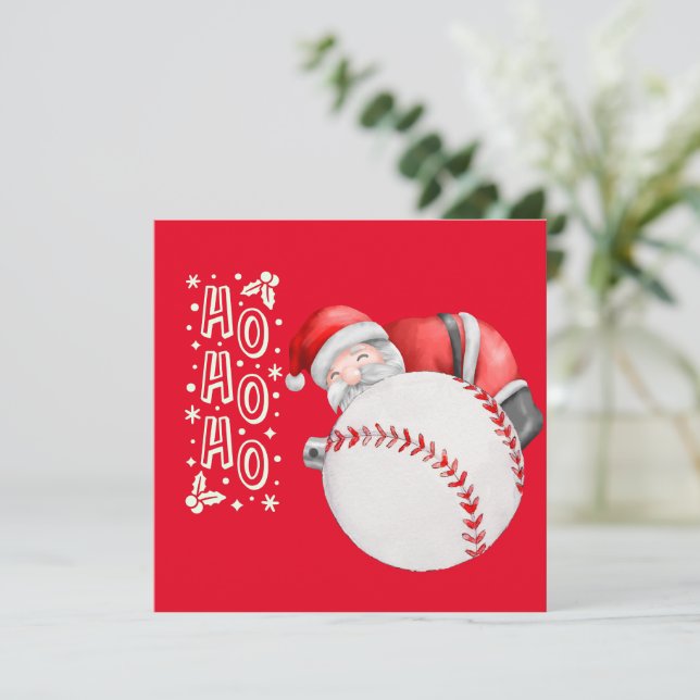 Baseball Frohe Weihnachten mit dem Weihnachtsmann  Karte (Stehend Vorderseite)