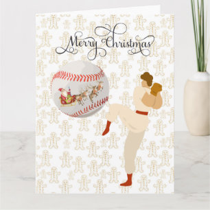 Baseball Frohe Weihnachten mit Spieler und Weihnac Karte