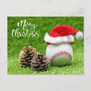 Baseball Frohe Weihnachten mit Weihnachtsmannmütze
