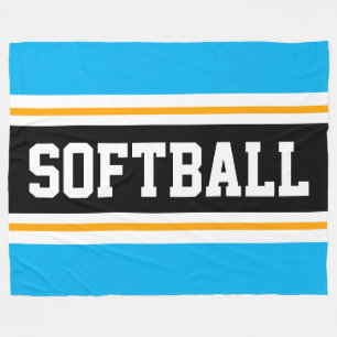 BASEBALL Fun Azure Blue Black Athletic Streifen Fleecedecke