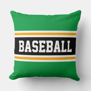 BASEBALL Fun Bright Green Black Athletic Strips Kissen