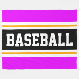 BASEBALL Fun Bright Pink Black Athletic Streifen Fleecedecke