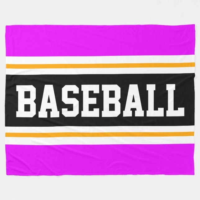 BASEBALL Fun Bright Pink Black Athletic Streifen Fleecedecke (Vorderseite (Horizontal))