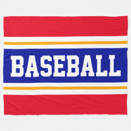 BASEBALL Fun Bright Red White Royal Blue Streifen Fleecedecke