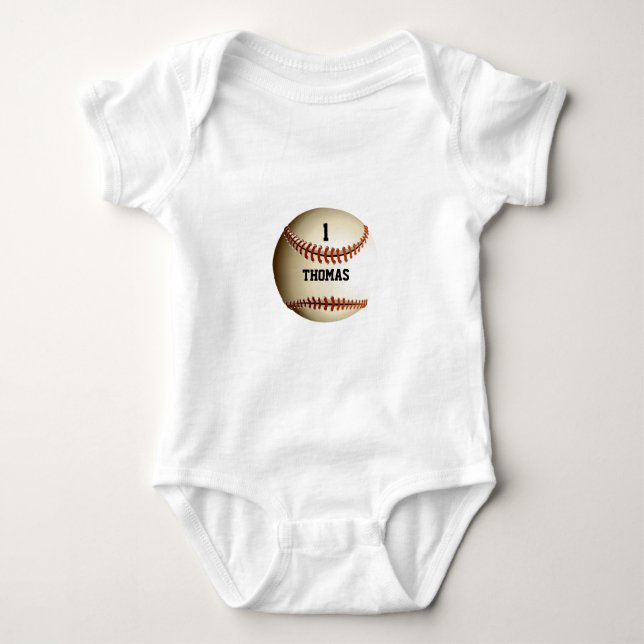Baseball für personalisierte Bezeichnung Baby Strampler (Vorderseite)