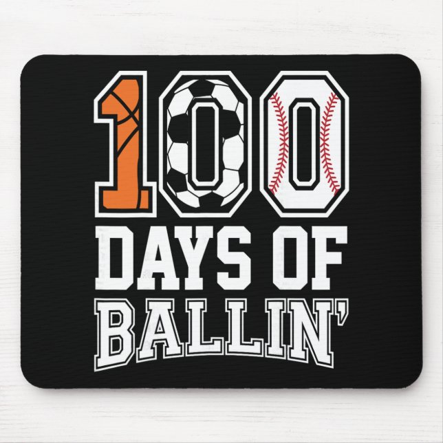 Baseball Fußball Basketball 100 Tage Schule  Mousepad (Vorne)