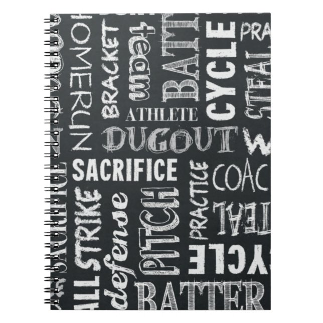 Baseball Game Chalkboard Worte Notizblock (Vorderseite)