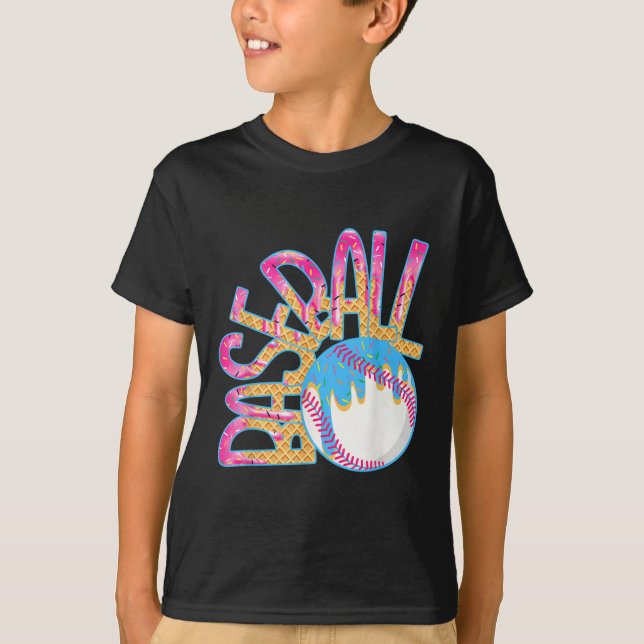 Baseball Game Day Tropfen Ice Creme Tropfen Jugend T-Shirt (Vorderseite)