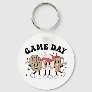 Baseball Game Day Vintag Mütter Tag Frauen Männer Schlüsselanhänger