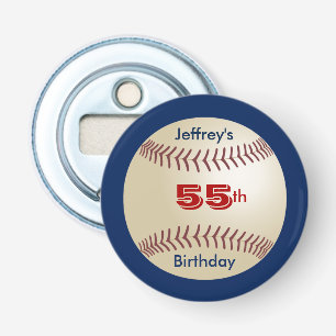 Baseball Gastgeschenk 55. Geburtstag, Name, Magnet Flaschenöffner
