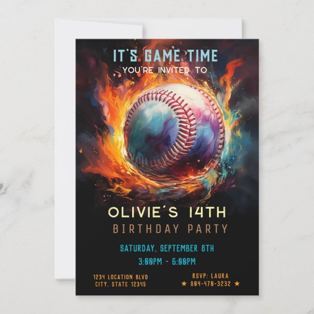 Baseball-Geburtstag Einladung (Vorderseite)