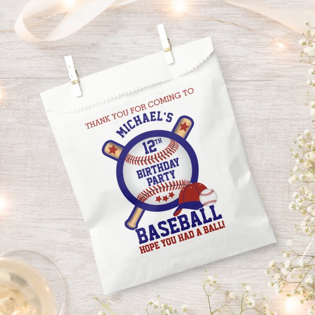Baseball Geburtstag Thema ⚾ - Rot , Danke Geschenktütchen (Ausgeschnitten)