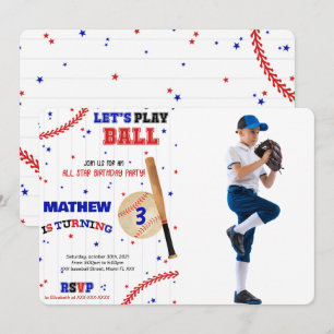 Baseball-Geburtstags-Foto-Einladung Einladung