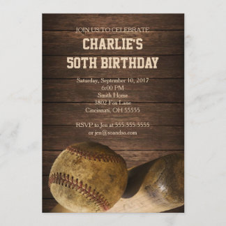 Baseball-Geburtstagseinladung Rustikal Vintage Einladung