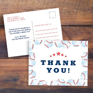 Baseball-Geburtstagsfeier Danke Postkarte 
