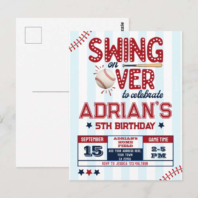 Baseball-Geburtstagskind Postkarte (Vorne/Hinten)
