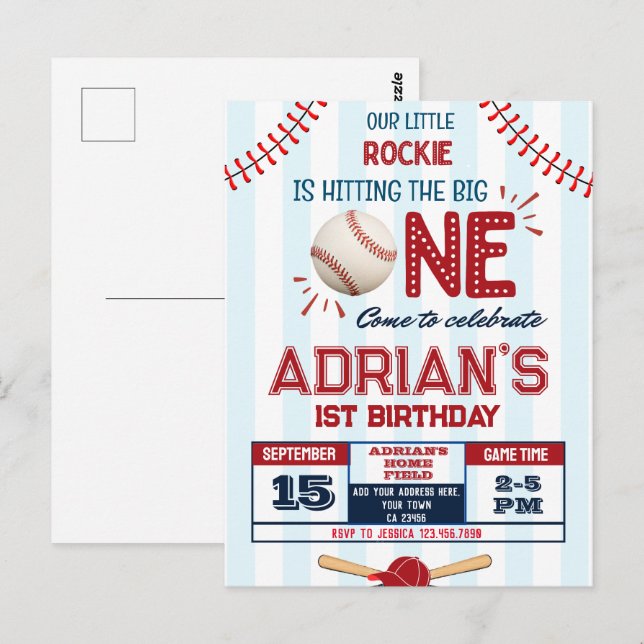 Baseball-Geburtstagskind Postkarte (Vorne/Hinten)