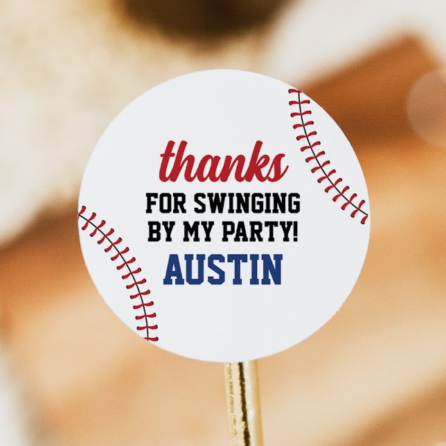 Baseball Geburtstagskleber Runder Aufkleber (Von Creator hochgeladen)