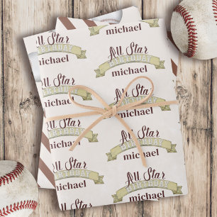 Baseball Geburtstagspartei Custom Vintag Geschenkpapier Set