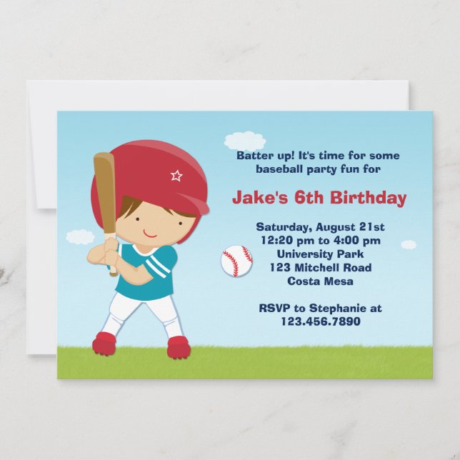 Baseball-Geburtstagspartei Einladung (Vorderseite)
