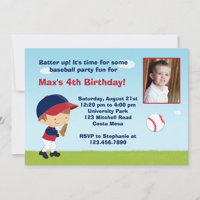 Baseball-Geburtstagspartei Einladung (Vorderseite)