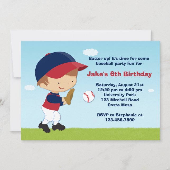 Baseball-Geburtstagspartei Einladung (Vorderseite)