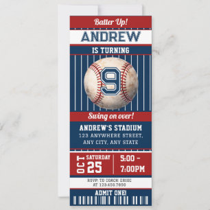 Baseball-Geburtstagsparty-Einladungsticket Einladung