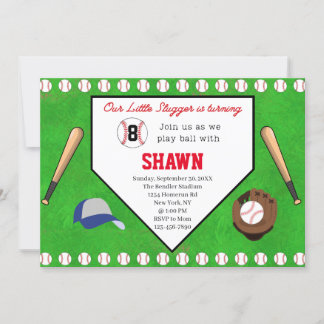 Baseball Geburtstagsparty Zuhause Plate Einladung