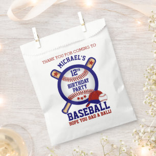 Baseball Geburtstagsthema ⚾ - Rot , Danke Geschenktütchen