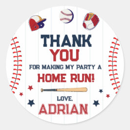Baseball Gefallen danke Ihnen Geburtstag Runder Aufkleber