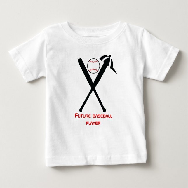 Baseball gekreuzte Fledermäuse und Kappe schwarz,  Baby T-shirt (Vorderseite)