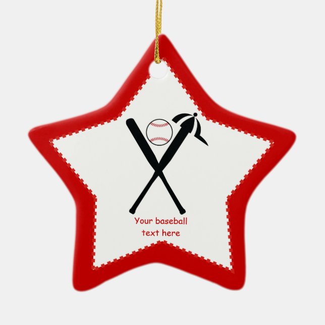 Baseball gekreuzte Fledermäuse und Kappe schwarz,  Keramikornament (Vorne)