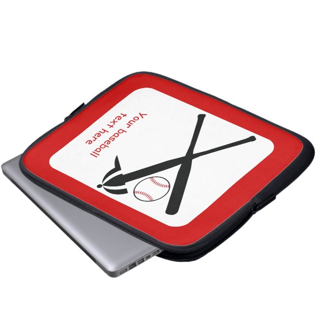 Baseball gekreuzte Fledermäuse und Kappe schwarz,  Laptopschutzhülle (Vorne Knopf)