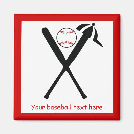 Baseball gekreuzte Fledermäuse und Kappe schwarz,  Magnet