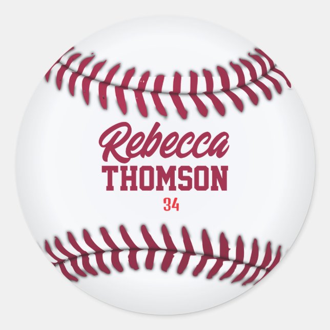 Baseball-Geschenk-Tag für individuelle Spielergesc Runder Aufkleber (Vorderseite)