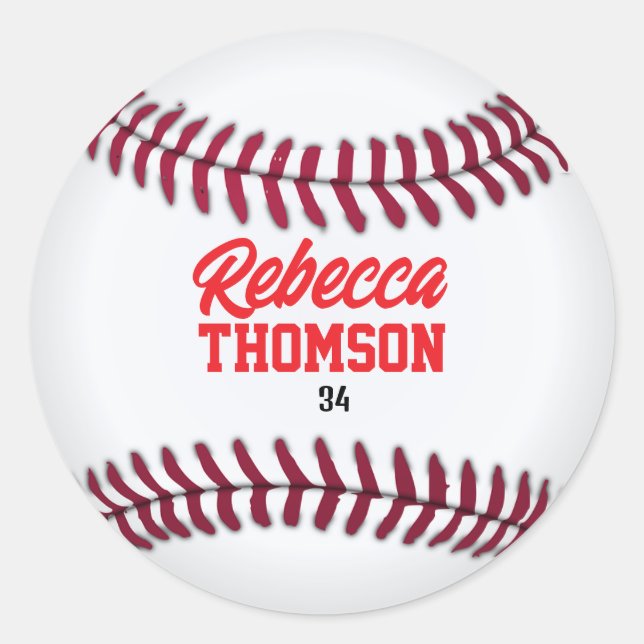 Baseball-Geschenk-Tag für individuelle Spielergesc Runder Aufkleber (Vorderseite)