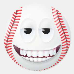 Baseball-Gesicht 2 Runder Aufkleber