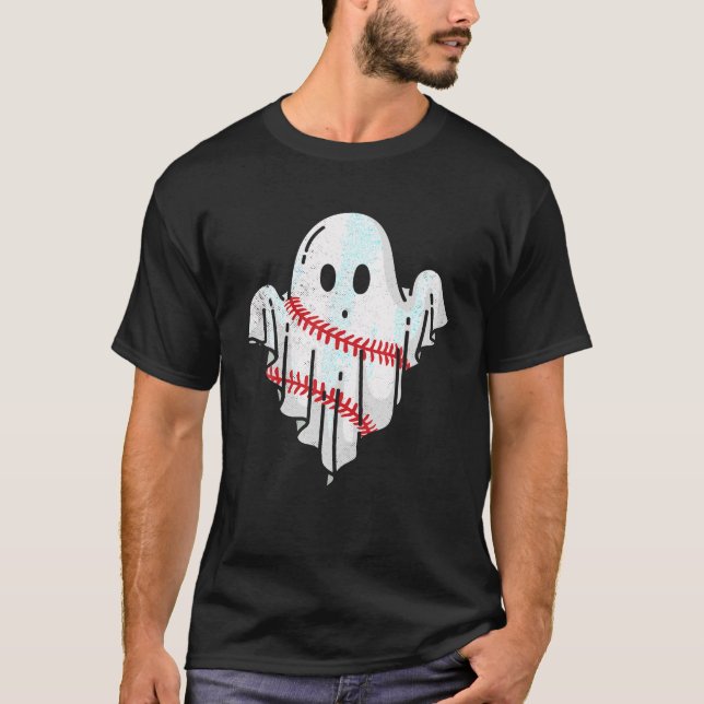 Baseball Ghost Boys Baseball Lover Retro Halloween T-Shirt (Vorderseite)