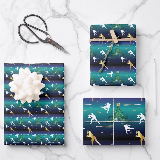 Baseball Girls Softball Weihnachten Geschenkpapier Set (Vorderseite)