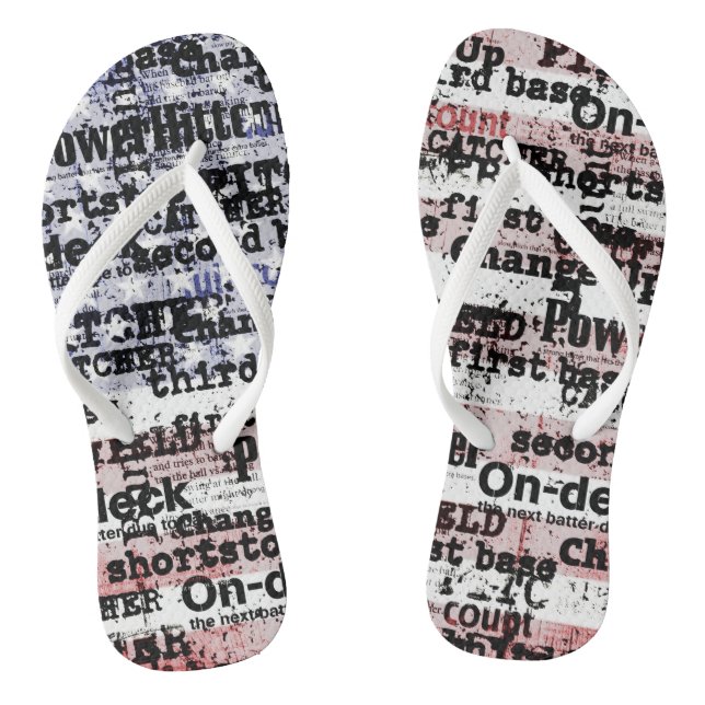 Baseball Glory | Verblasste grunge amerikanische F Flip Flops (Fußbett)