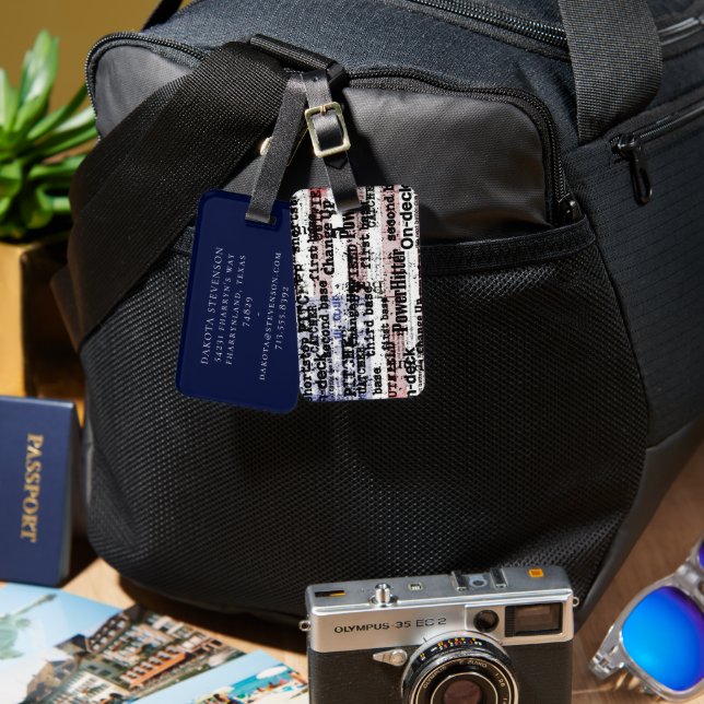 Baseball Glory | Verblasste grunge amerikanische F Gepäckanhänger (Vorderseite & Rückseite)