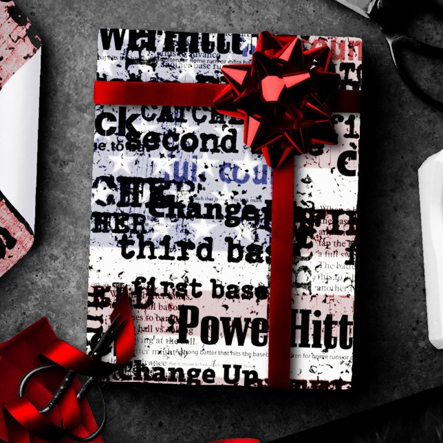 Baseball Glory | Verblasste grunge amerikanische F Geschenkpapier (Von Creator hochgeladen)