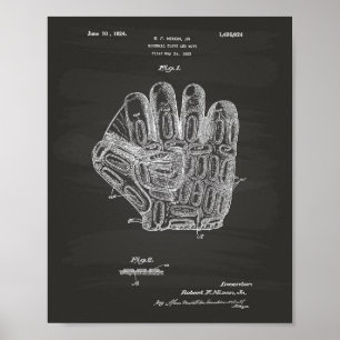 Baseball Glove 1924 Patentart - Chalkboard Poster