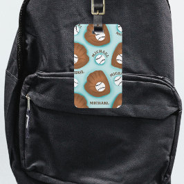 Baseball Glove Ball & Boy Name Muster Sport Thema Gepäckanhänger