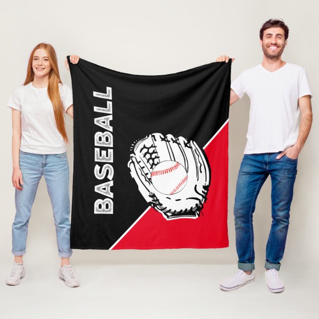Baseball Glove Black & Red Fleecedecke (Beispiel)