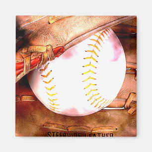 Baseball & Glove Grunge Stil Magnet