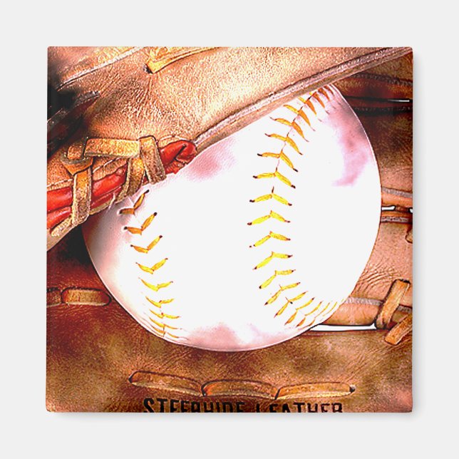Baseball & Glove Grunge Style Magnet (Vorne)