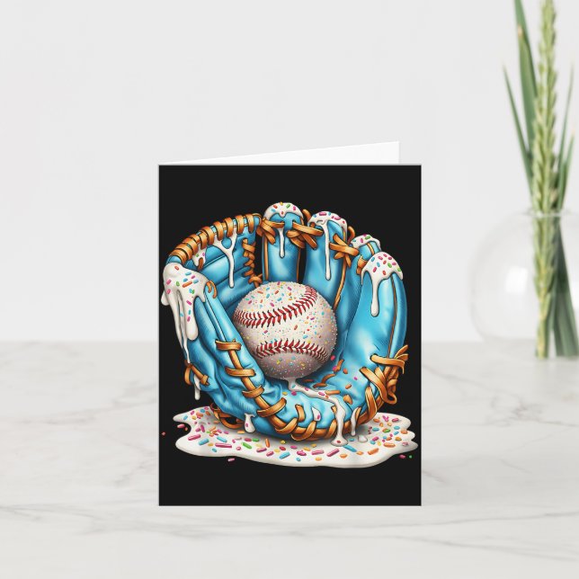 Baseball Glove Ice Cream Drip With Sprinkles Men B Karte (Vorderseite)