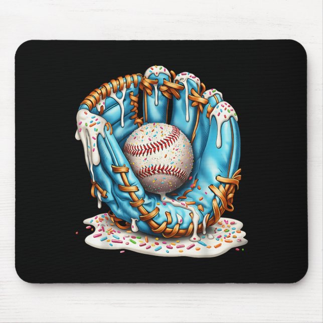 Baseball Glove Ice Cream Drip With Sprinkles Men B Mousepad (Vorne)