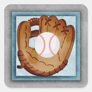 Baseball Glove - Niedliches Baseball-Thema Quadratischer Aufkleber